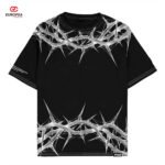 Black oversize cotton t-shirt with front graphic print”