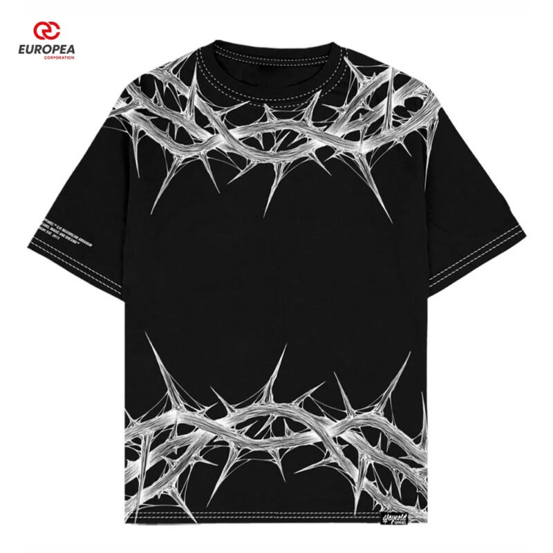 Black oversize cotton t-shirt with front graphic print”